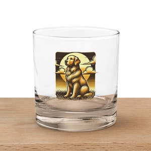 Golden Retriever Whiskey Rocks Glass – Engraved Dog Lover Gift for Bourbon, Scotch, Whiskey – Golden Retriever Barware Accessorie
