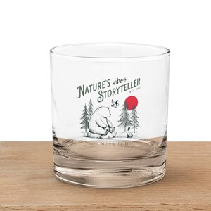 Copo de uísque inspirado na natureza | Copo de uísque Forest Vibes para bebidas | Presente de bar relaxante Bear