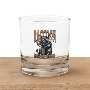 Raccoon Whiskey Glass Morning Coffee Lover Gift Funny Barware No Coffee No Party Unique Gift for Cocktail and Whiskey Fan