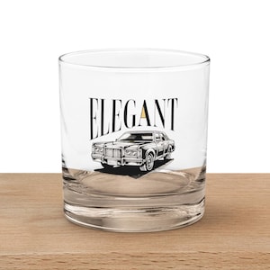Elegante bicchiere da whisky, stile vintage, con rocce incise, in vetro, stile retrò, regalo per gli amanti del whisky, bicchiere da whisky classico per gli appassionati di auto