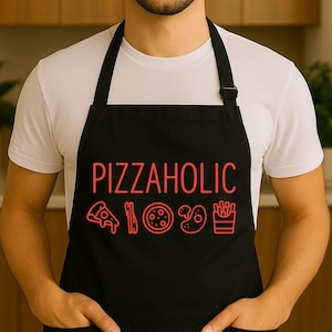 Funny Pizza Alcoholic Apron, Kitchen Cooking BBQ Grilling Chef Gift, Cooking Lover Apparel, Chef Apron with Pockets, Foodie Gift, Pizza