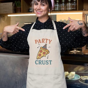 party pizza apron, Party Crust Funny Kitchen Gift for Pizza Lovers Baking Apron with Slice and Hat Cooking Accessory for Foodie Chef