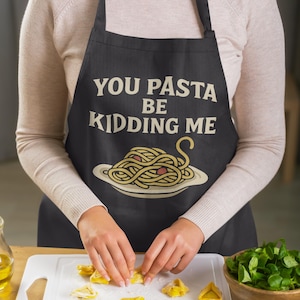 Funny Pasta Apron for Women Gifts, Cute Italian Food Apron Cooking Gift for Spaghetti Lovers, Kitchen Gift for Food Fans