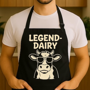 Legendairy Cow Apron - Funny Farm Animal Kitchen Cooking Apron, Dairy Farmer Gift, Cute Cow Lover Apron, Kitchen Accessories, Cooking Apron
