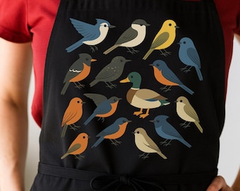 Bird Pattern Apron Colorful Kitchen Apron Gift for Her Cooking Baking BBQ Apron Garden Apron Nature Lover Kitchen Gift