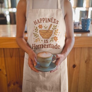 retro cooking apron, Homemade Apron with Bowl and Floral Art Gift for Baker Home Cook Kitchen Cooking Gift Idea for Food Lover Housewarming
