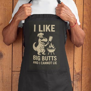funny dinosaur bbq apron for meat smoker lover who likes big butts and grilling outdoors, husband gift idea, funny  bbq apron