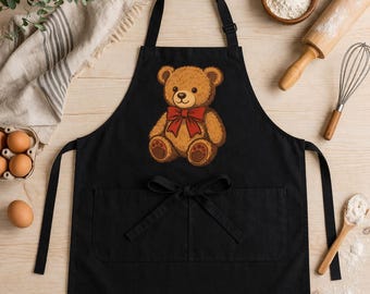 ヴィンテージ風のかわいいテディベアエプロン - キッチンエプロン