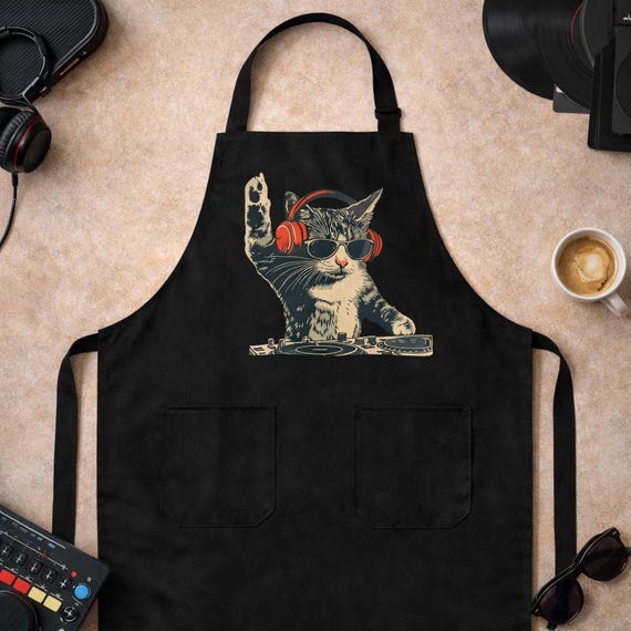 おもしろ猫柄エプロン - かわいいキッチンクッキングエプロン、猫好き