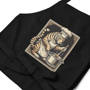 Tiger Chef Apron | Funny Cooking Apron for Foodie | Vintage Kitchen Apron | Culinary Gift Apron | Home Cook Apron for Baking and Grilling