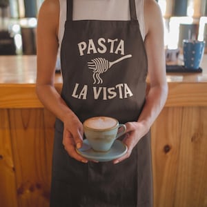 Pasta La Vista Funny Apron for Italian Food Lover Chef Kitchen Humor, spaghetti funny saying apron, gift for wife