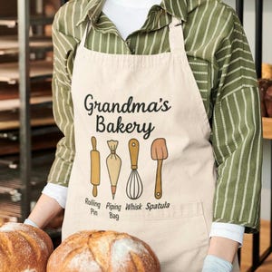 grandma’s bakery apron, gift for grandma, kitchen utensils design, grandmother’s gift, kitchen must have, eco friendly apron