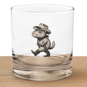 Cowboy Capybara Whiskey Glass - Unique Animal Old-Fashioned Glass for Whiskey Lovers, Barware Gift with Western Style and Charm
