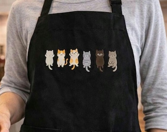 Cute Hanging Cats Apron Cat Lover Kitchen Apron Funny Kitty Cooking Apron Pet Lover Gift Cat Mom Apron Baking Apron