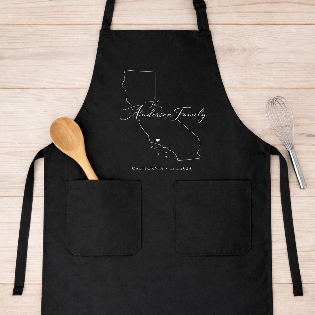 Personalized Family State Chef Apron Custom State Apron Family Name ...