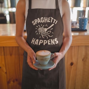 Spaghetti Happens Funny Cooking Apron for Pasta Chef and Food Lover