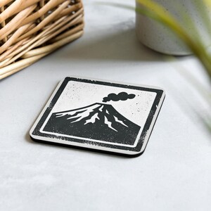 Volcano Coaster, Unique Drink Coaster, Eruption Mountain Design, Rustic Home Decor, Volcano Art Coaster Set, Geology Lover Gift