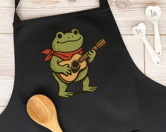 Delantal de rana Huzzah, delantal de chef, delantal divertido de D&D, ropa de cocina con temática de ranas de feria renacentista, regalo para jugadores de fantasía medieval