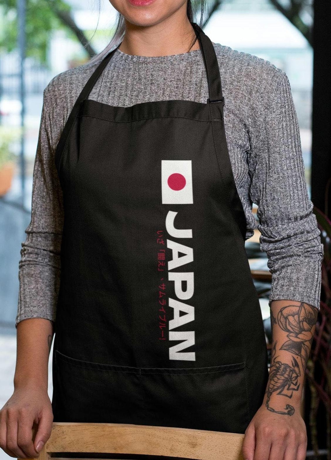 Japanese Calligraphy Apron – Organic Cotton Chef Apron With Pockets - Etsy
