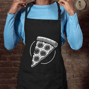 Pepperoni Pizza Apron, Apron with Pockets for Food Lovers, Fun and Unique Kitchen Apron for Chefs, Pizza Themed Cooking Gift