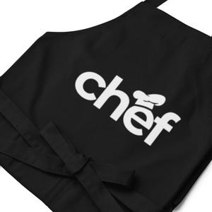 Chef Organic Cotton Apron Minimalist Black and White Design Eco-Friendly Adjustable Cooking Apron Perfect Kitchen Gift for Food Lover