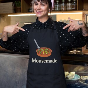 Funny Mousemade Cooking Apron for Foodies, Chef Apron for Women, Ratatouille Inspired Kitchen Apron Gift
