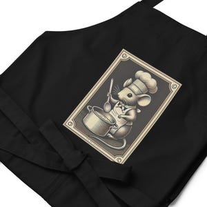 Mouse Chef Apron | Vintage Cooking Apron | Black Kitchen Apron for Home Cook | Animal Lover Apron | Culinary Gift Apron for Foodie