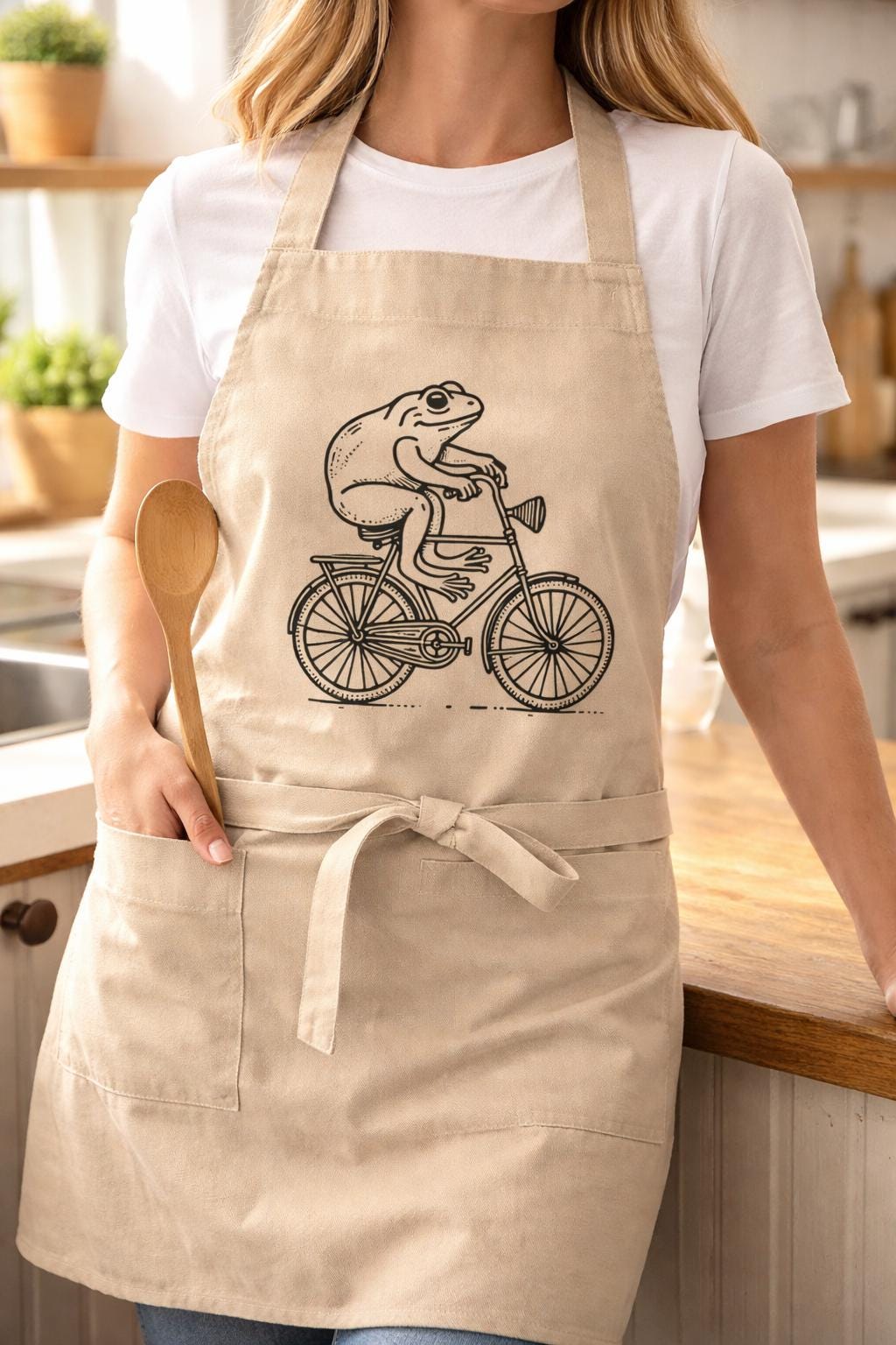 カエル自転車エプロン、ヴィンテージアニマルプリント、自然愛好家への