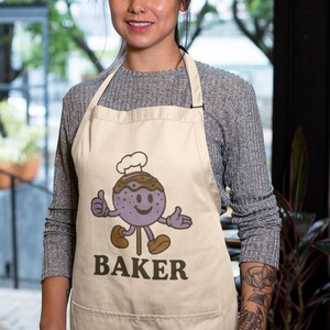 Delantal de repostería con diseño de dibujos animados para amantes de los postres y reposteros. Delantal de chef.