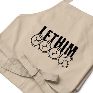Organic Cotton Apron Let Him Cook Kitchen Apron Funny Cooking Apron for Chefs Sustainable Apron Gift for Cooks Adjustable Kitchen Apron