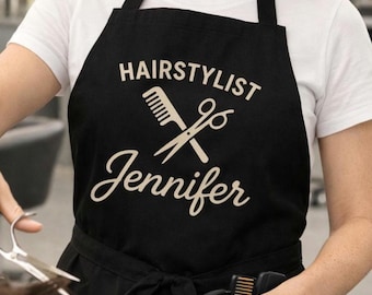 Personalized Hairdresser Apron Custom Name Salon Apron Hairstylist Apron Barber Apron Gift for Her Hair Salon Stylist Gift