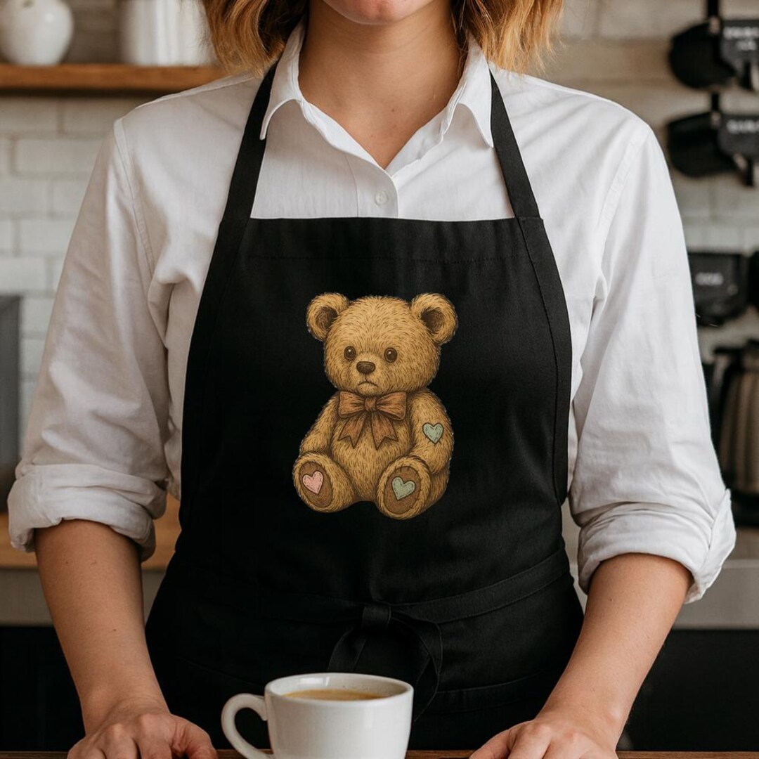 Cute Teddy Bear Apron Vintage Bear Kitchen Apron Gift for Baker Cute ...