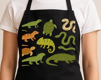 Soorten reptielen Schort - keuken koken eten voorbereiden bakken barbecue chef-kok, hagedis slang alligator schildpad cadeau, dierenliefhebber kookkleding