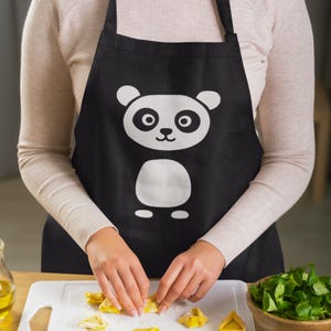 Cute panda apron with minimalist animal design for cooking lover kitchen gift foodie grilling wear or fun chef outfit with panda art