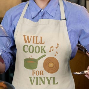 music cook apron, Apron Music Lover Kitchen Apron Retro Music Chef Apron Gift for Record Collector Audiophile Cook Vintage Vinyl Lover Apron
