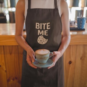 funny cookie bite me apron for bakers kitchen humor gift sarcastic cooking apron for men women chef baking, eco friendly apron