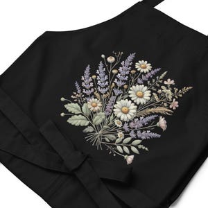 Floral Apron | Lavender Wildflower Apron | Botanical Kitchen Apron | Daisy Herb Apron | Cottagecore Cooking Apron | Rustic Farmhouse Apron
