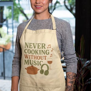 funny music apron, retro music apron, chef apron, music lover kitchen wear, gift for mother’s day, cooking apron