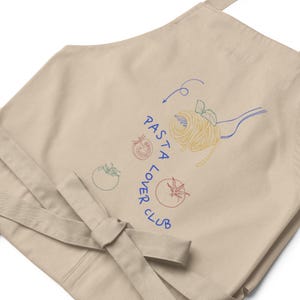 Organic Cotton Apron Pasta Lover Club, Eco-Friendly Cooking Apron, Italian Kitchen Apron for Pasta Fans and Home Chefs
