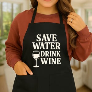 Wine Apron, Funny Cooking Kitchen Apron for Women, Wine Lover BBQ Apron, Chef Apron Gift, Thanksgiving Hostess Apron