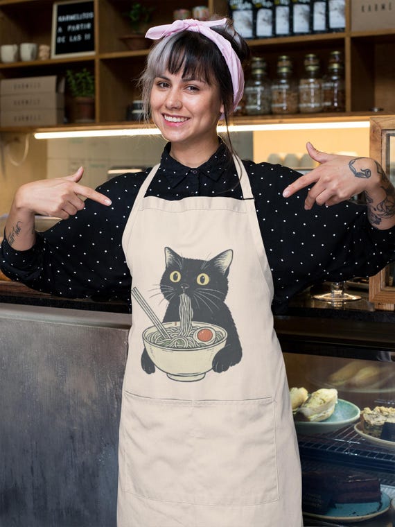 Tablier De Cuisine Imperméable Motif Chat - Taille 60x80 Cm, Polyester - Pour Cuisson, Barbecue, Pâtisserie, Bricolage