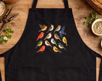 Bird Pattern Apron Colorful Kitchen Apron Gift for Her Cooking Baking BBQ Apron Garden Apron Nature Lover Kitchen Gift