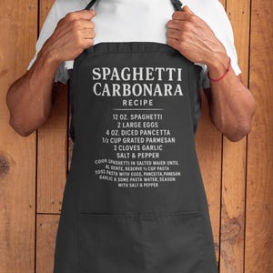 Spaghetti Carbonara Apron Gift for Cook, Italian Pasta Apron for Kitchen Gift, Carbonara Recipe Apron for Food Lovers