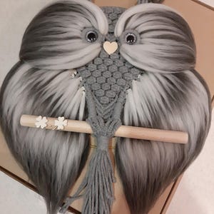 Muurhanger macramé uil: boho dierenkunstdecoratie
