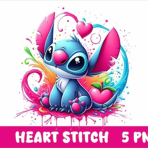 Pink Heart Stitch 5 PNG Stitch Splash and Watercolor Png Heart Stitch Transparent PNG file for Sublimation