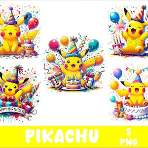 Cumpleaños Pikachu 5 PNG Cumpleaños Pikachu Salpicaduras y Acuarela Png Pikachu Archivo PNG transparente para sublimación