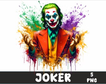 5 PNG Joker Png Splash and Watercolor Png Joker Transparent PNG file for SublimationJoker PNG