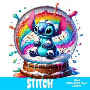 Stitch 5 PNG Stitch Splash and Watercolor Png Stitch Transparent PNG file for Sublimation