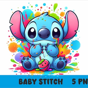 Baby Stitch 5 PNG Baby Stitch Splash and Watercolor Png Stitch Transparent PNG file for Sublimation