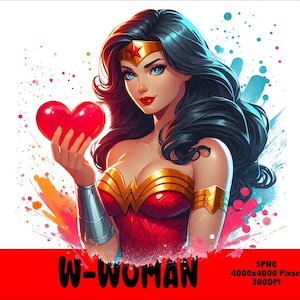 W-Woman 5 PNG Superhero W-Woman Splash and Watercolor Png Superhero Transparent PNG file for Sublimation
